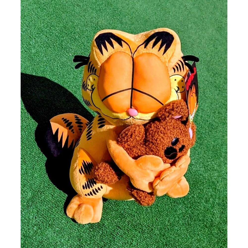 Garfield The Cat Loves Pooky Teddy Bear 13" Stylized Medium Plush Toy Doll NWT
